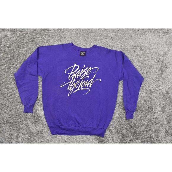 Vintage USA 1985 Platinum Sweats Purple Pullover Sweater XL Praise the Lord - Picture 3 of 7
